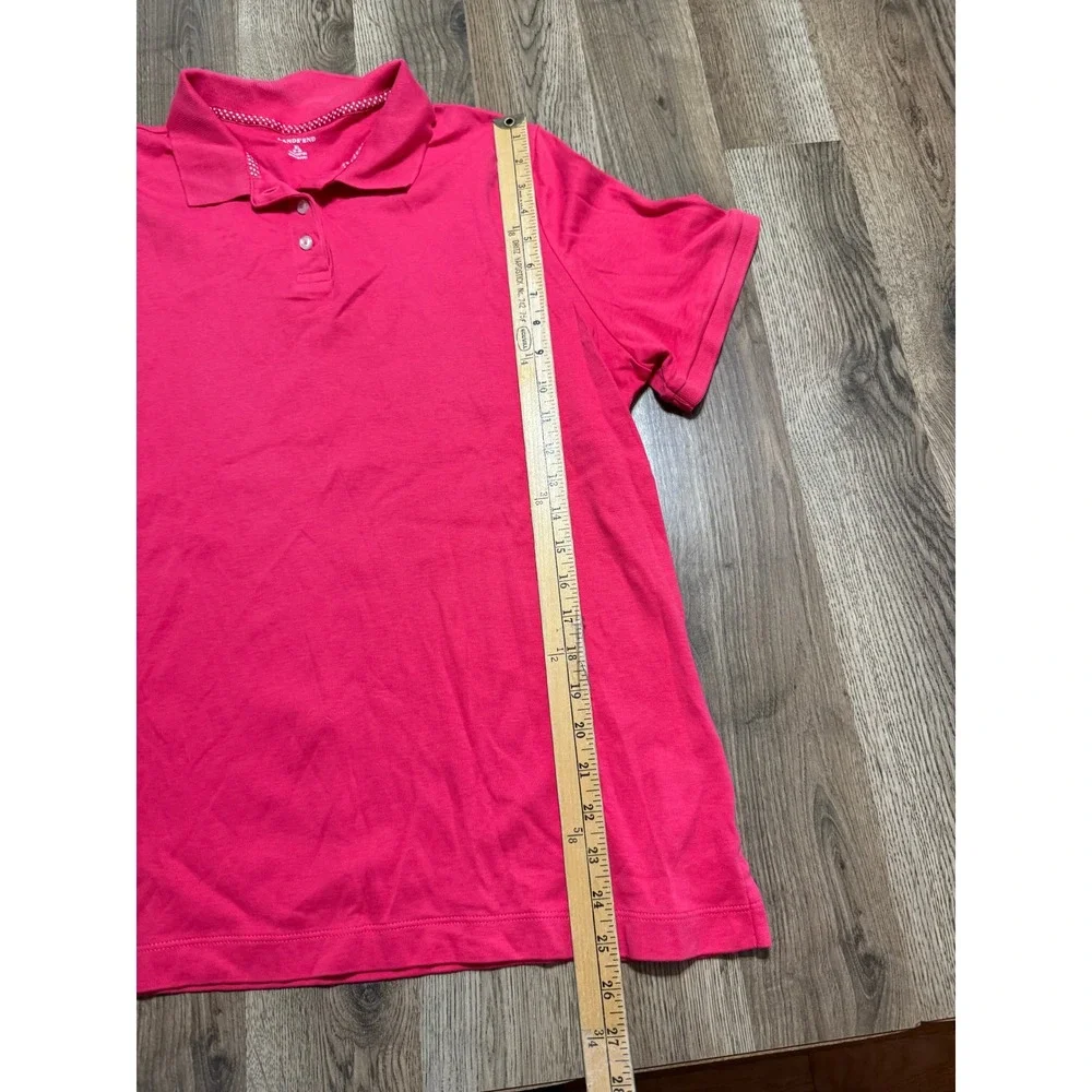 Lands End Polo Shirt Girls XL 18-20 Pink Youth Short Sleeve Cotton Excellent